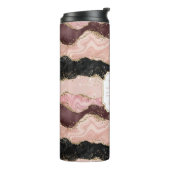 Rose Gold Pink Strata Glitzer Girly Glam Monogramm Thermosbecher (Nach links gedreht)