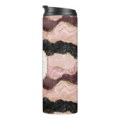 Rose Gold Pink Strata Glitzer Girly Glam Monogramm Thermosbecher (Nach rechts gedreht)