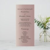 Rose Gold Pink Trendy Modernes Hochzeitsprogramm Menükarte (Stehend Vorderseite)