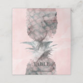Rose Gold Pink Tropische Ananas Tischsitze Platzkarte (Außenseite Aufgefaltet)