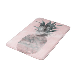 Rose Gold Pink Tropischer Ananas Glam Badematte