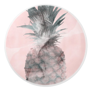 Rose Gold Pink Tropischer Ananas Glam Keramikknauf