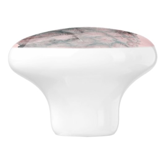 Rose Gold Pink Tropischer Ananas Glam Keramikknauf (Seitenansicht)