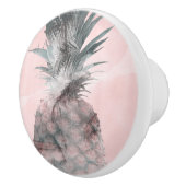 Rose Gold Pink Tropischer Ananas Glam Keramikknauf (Rechts)