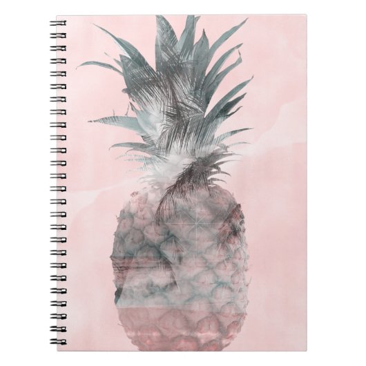 Rose Gold Pink Tropischer Ananas Glam Notizblock (Vorderseite)