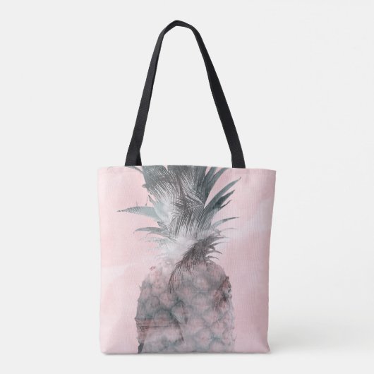 Rose Gold Pink Tropischer Ananas Glam Tasche (Rückseite)