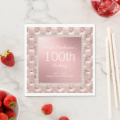 Rose Gold Pink Tufted Pearls 100. Geburtstag Serviette (Beispiel)