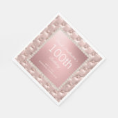 Rose Gold Pink Tufted Pearls 100. Geburtstag Serviette (Ecke)
