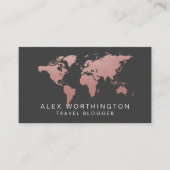 Rose Gold Pink und Grau Weltkarte Visitenkarte (Vorderseite)