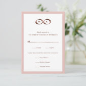 Rose Gold Pink Unendlichkeit Handklassage Hochzeit RSVP Karte (Stehend Vorderseite)