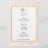 Rose Gold Pink Watercolor Abendmenü (Vorderseite)