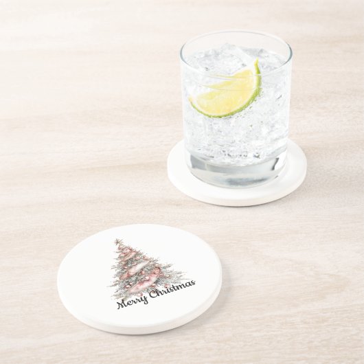 Rose Gold Pink Weihnachtsbaum Getränkeuntersetzer (Seite)
