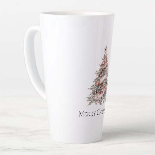 Rose Gold Pink Weihnachtsbaum Milchtasse (Linke Ecke)