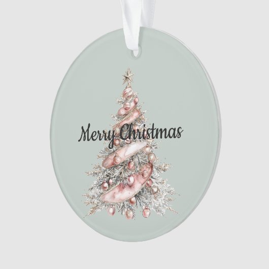 Rose Gold Pink Weihnachtsbaum Ornament (Vorderseite)