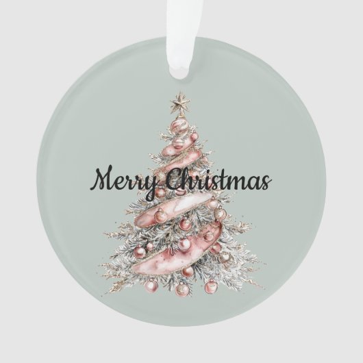 Rose Gold Pink Weihnachtsbaum Ornament (Vorderseite)