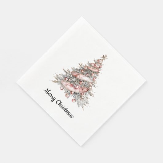 Rose Gold Pink Weihnachtsbaum Serviette (Ecke)
