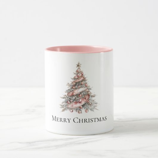 Rose Gold Pink Weihnachtsbaum Tasse (Zentrum)