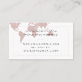 Rose Gold Pink Weltkarte Visitenkarte (Rückseite)