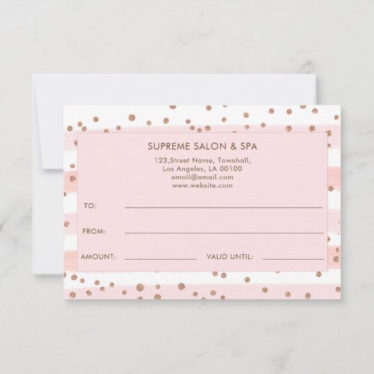 Rose Gold Pink White Business Geschenkgutschein (Rückseite)