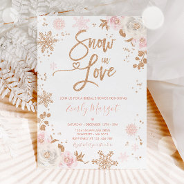 Rose Gold & Pink Winter Bridal Shower Snow In Love Einladung