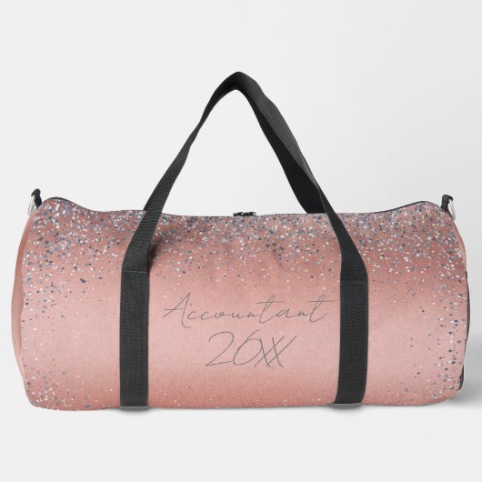 Rose Gold Pinsel Glitzer Monogram | Duffle Bag (Vorderseite)