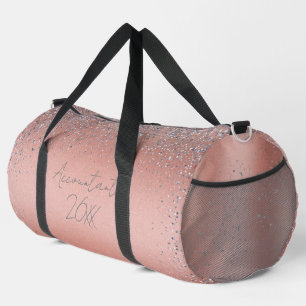 Rose Gold Pinsel Glitzer Monogram Duffle Bag