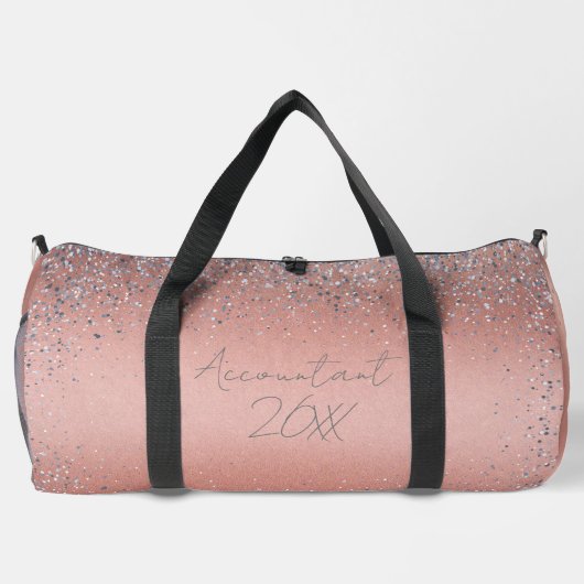 Rose Gold Pinsel Glitzer Monogram | Duffle Bag (Rückseite)