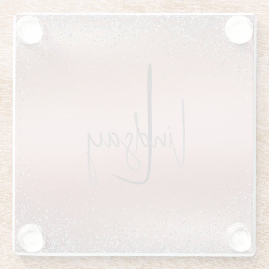 Rose Gold Pinsel Glitzer Monogram | Glasuntersetzer (Rückseite)