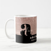 Rose Gold Pinsel Glitzer Monogram Kaffeetasse (Links)