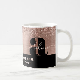Rose Gold Pinsel Glitzer Monogram Kaffeetasse