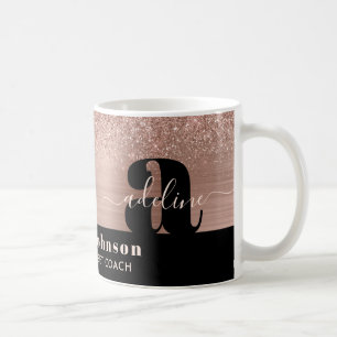 Rose Gold Pinsel Glitzer Monogram Kaffeetasse