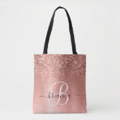 Rose Gold Pinsel Glitzer Monogram Name Tasche (Vorderseite)