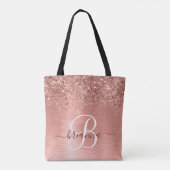 Rose Gold Pinsel Glitzer Monogram Name Tasche (Rückseite)