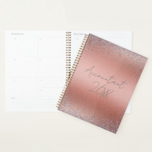 Rose Gold Pinsel Glitzer Monogram   Planer