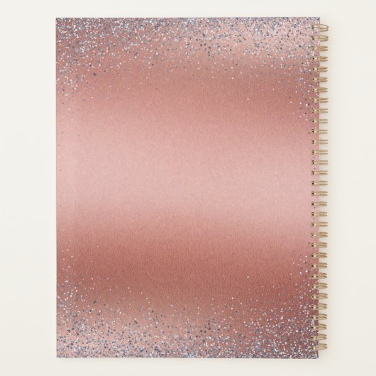 Rose Gold Pinsel Glitzer Monogram | Planer (Rückseite)