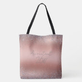 Rose Gold Pinsel Glitzer Monogram | Tasche (Rückseite)