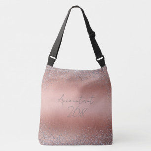 Rose Gold Pinsel Glitzer Monogram Tragetaschen Mit Langen Trägern