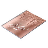 Rose Gold Pinsel Glitzer Tropfen Extravagant Monog Notizblock (Linke Seite)