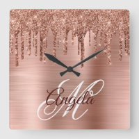 Rose Gold Pinsel Glitzer Tropfen Extravagant Monog
