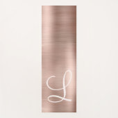 Rose Gold Pinsel Metallic Pink Monogram Script Yogamatte (Vorderseite)