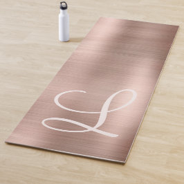 Rose Gold Pinsel Metallic Pink Monogram Script Yogamatte