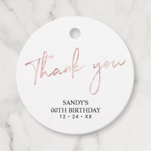 Rose Gold Pinsel Schrift Geburtstagsfeier Danke Geschenkanhänger