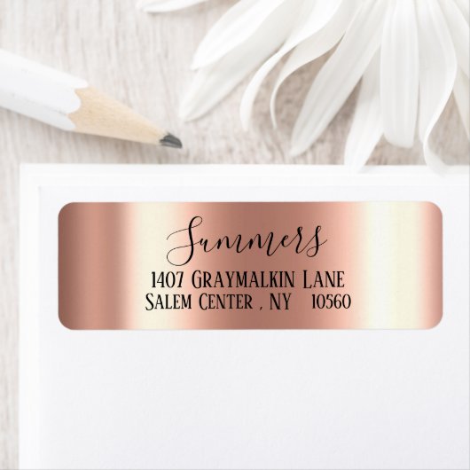 Rose gold Pinselmetall-Script-Adresse (Insitu)