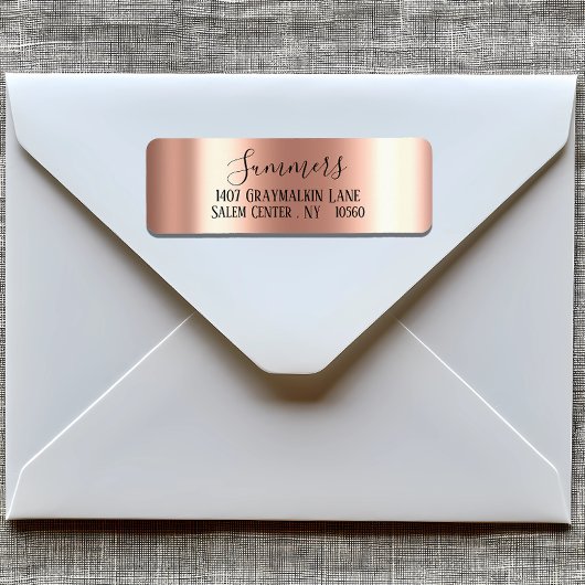 Rose gold Pinselmetall-Script-Adresse