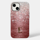 Rose Gold Pinselmetall Silber Glitzer Monogramm Case-Mate iPhone Hülle (Rückseite)