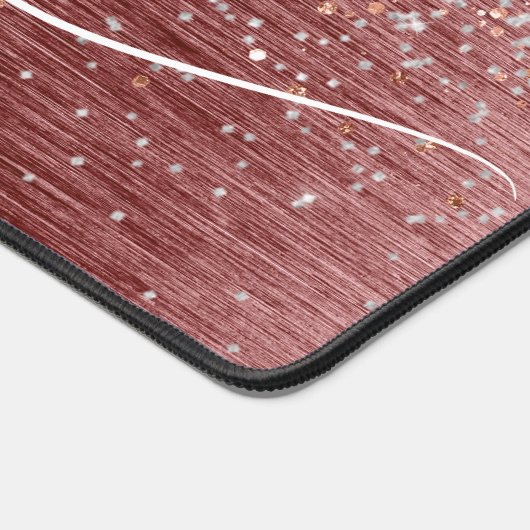 Rose Gold Pinselmetall Silber Glitzer Monogramm Schreibtischunterlage (Ecke)