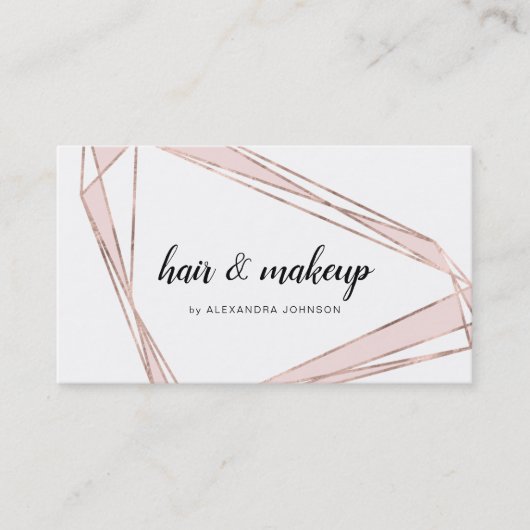Rose Gold - Pinselpinke geometrische Haarfarbe Visitenkarte (Vorderseite)