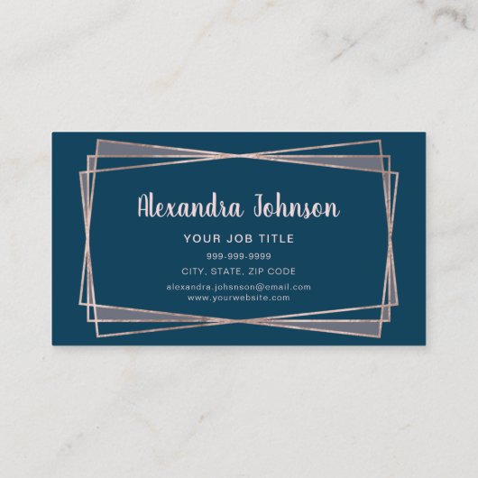 Rose Gold - Pinselpinke geometrische Haarfarbe Visitenkarte (Rückseite)