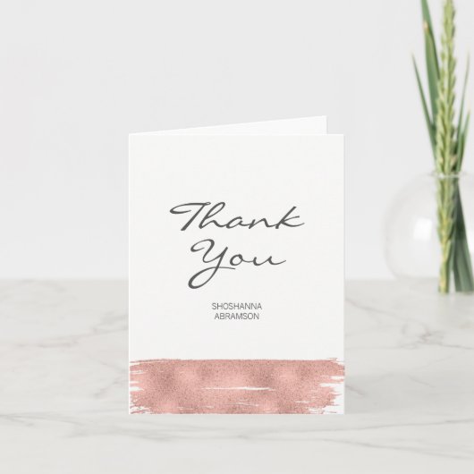 Rose Gold Pinselstrich Bat Mitzvah Dankeschön Kart Dankeskarte (Vorderseite)