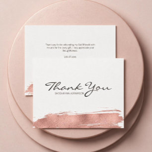 Rose Gold Pinselstrich Bat Mitzvah Dankeskarten Einladung